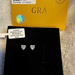 Sterling Silver Heart Moissanite Earrings